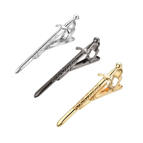 Yoursfs Vintage Scottish Sword Tie Clips for Men Personalised Tie Clips Funny Sword Tie Bars Unique Cool Tie Pin for Men's Jewelry - style: 3pc Scottish Sword