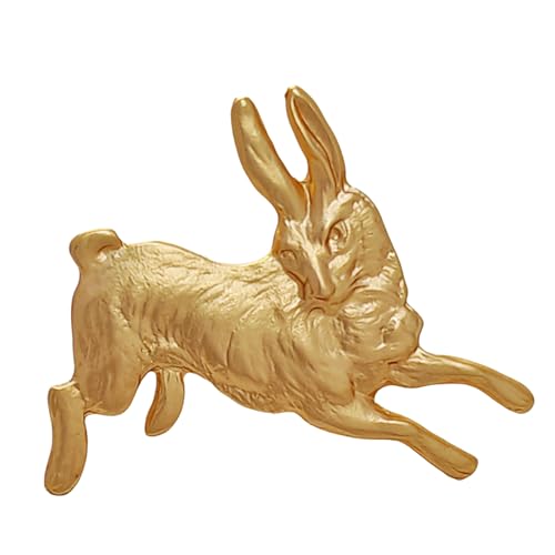 Whimsy Brass Gold Stamping Running Rabbit Brooch Pin - Vintage Animal Brooch with Intricate Muscular Detailing, 1.85 Inches - Ideal Gift for Forest Enthusiasts & Bunny Lovers