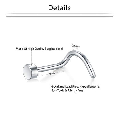 Mayhoop 20g Nose Rings Hoops And Studs For Women Men - Hypoallergenic 316L Surgical Stainless Steel L Shape Nose Screw Bone Silver Rose Gold Black Rainbow Pack 28Pcs - color: Style B(Silver+Rose gold+Black)