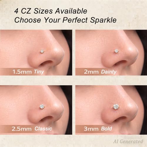 davka 20G L Shape Nose Studs 6PCS, 7mm Bar 3mm CZ Stainless Steel Nose Rings for Nostril Piercing, Small Snug Fit Nose Stud Jewelry for Daily Wear Work Sleep Women Men - color: 20G Mixed Shape Gold Nose Stud