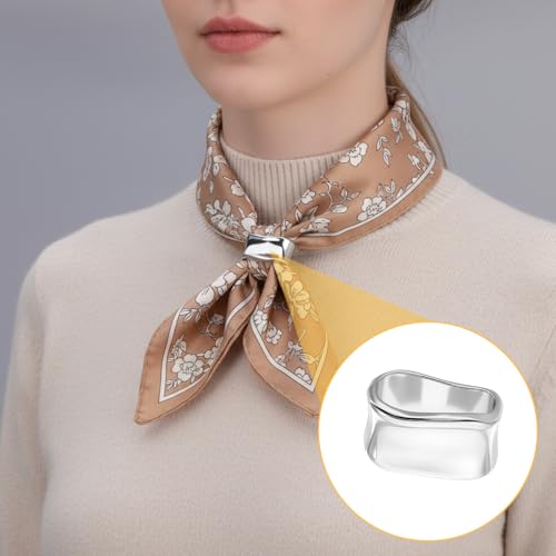 3 Pcs Scarf Rings for Women, Silver Golden Metal Scarf Clips Minimalist Geometric Shawl Slide Buckle Brooch Silk Scarves Shawl Clip for Silk Scarves Fashion Accessories