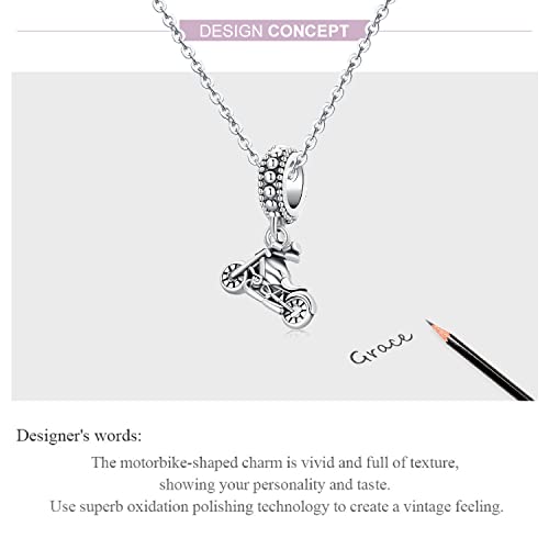Animal Charms for Bracelets 925 Sterling Silver Bead Charms Bee Butterfly Fox Charm Fits Bracelets and Necklaces Cute Charms for Women - color: Motorcycle