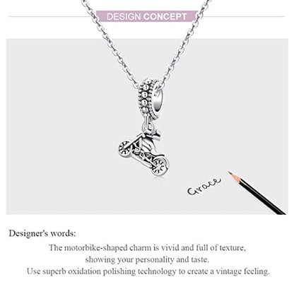 Animal Charms for Bracelets 925 Sterling Silver Bead Charms Bee Butterfly Fox Charm Fits Bracelets and Necklaces Cute Charms for Women - color: Motorcycle