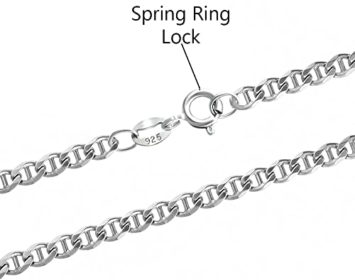 Savlano 925 Sterling Silver Solid Italian Figaro, Rope,Herringbone, Curb, Ball Bead, Snake, Mariner Chain Anklet for Women, Comes in 0.8mm - 5mm With Gift Box - style: Mariner 2.5mm