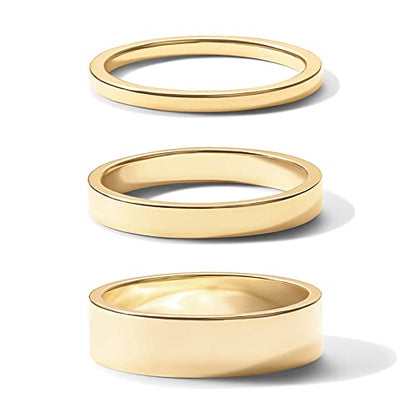 PAVOI 18K Gold Plated 3 Rings Set, Gold Stacking Rings for Women - color: Yellow Gold