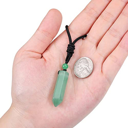 Top Plaza Healing Crystal Stone Necklaces for Men Hexagonal Pendant Necklaces Adjustable Braided Rope Natural Gemstone Necklace Jewelry Christmas Gift for Dad, Husband - color: Green Aventurine