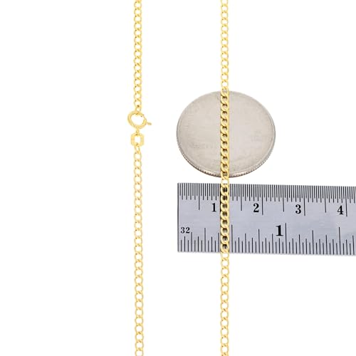 Nuragold 10K Real Yellow Gold Cuban Curb Link Chain Necklace (2mm - 7.5mm) - size: 26", style: 2mm