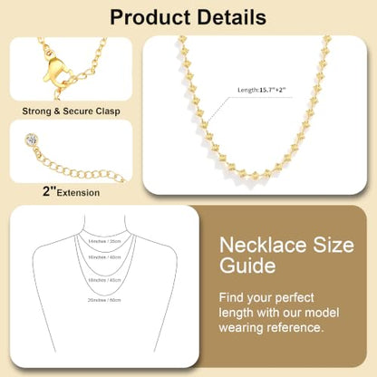 Robaice Necklaces for Women, 14K Gold/Silver Plated Chain Necklace | Dainty Paperclip Cuban Chain, Choker Necklace for Women, Non Tarnish Jewelry Gifts Trendy - color: Gold Chain