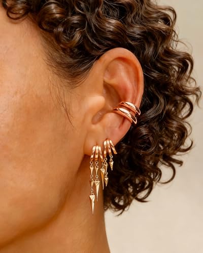 MUMREUES Chunky Ear Cuffs Non Piercing for Women 14K Gold Plated Cuff Earring Trendy Clip on Cartilage Helix Earrings Fake Earring Jewelry Gift - color: Rose Gold