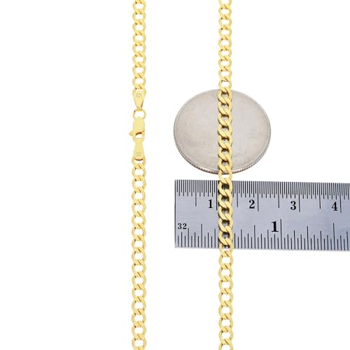 Nuragold 10K Real Yellow Gold Cuban Curb Link Chain Necklace (2mm - 7.5mm) - size: 24", style: 3.5mm
