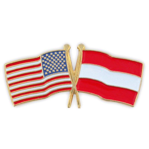 PinMart Crossed American Flag Lapel Pin - Gold Color Plated-Color Plated Enamel, USA and World Crossed Flag, Friendship & Unity, Hat, Jacket and Backpack Pins, Collectible, Patriotic Gift, Secure Clutch Back - color: Austria Gold-Color Plated, size: 5 Pac