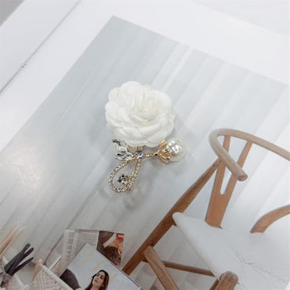 Rose Flower Brooch for Women Rhinestone Pearl Fabric Floral Lapel Pin Handmade Cubic Zirconia Collar Pins Fashion Wedding Jewelry Bridal Party Boutonniere Dance Banquet Ceremony Accessory for Valentine Mother