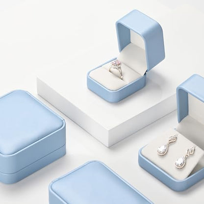 Oirlv Luxury Leather Jewelry Ring Box Engagement Ring Box Wedding Day Keepsake Case(Sky Blue) - color: Sky Blue, size: Ring Box