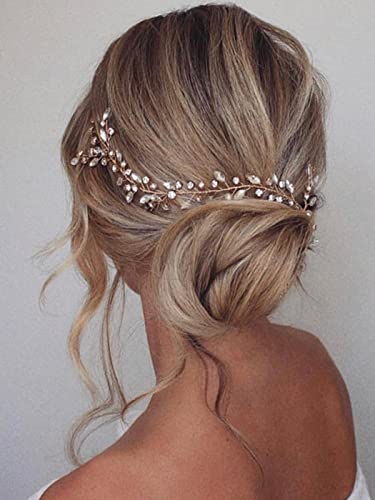 JAKAWIN Bride Wedding Hair Piece Rhinestone Bridal Hair Accessories Diamond Hair Vine for Women HV113 - color: 3 A Gold