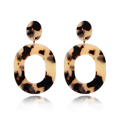 Acrylic Earrings For Women Statement Geometric Earrings Resin Acetate Drop Dangle Earrings Mottled Hoop Earrings Fashion Jewelry - color: A:Leopard
