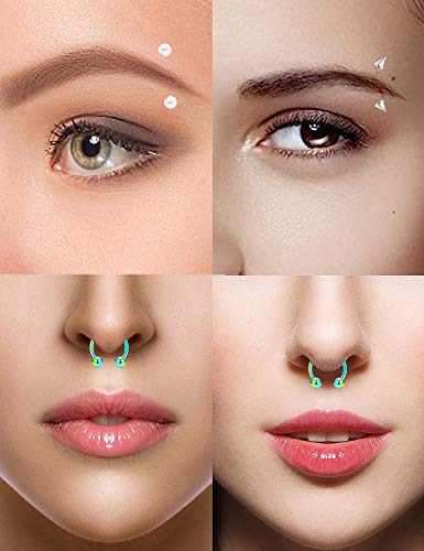 SCERRING 16 Gauge 10mm Curved Barbell Eyebrow Belly Lip Tragus Ring Piercing Jewelry - color: 28PCS - Silver & Rainbow