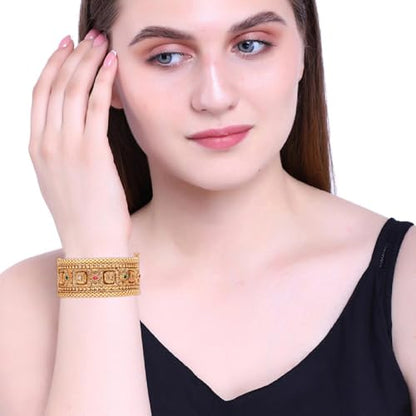 Efulgenz Indian Traditional Rhinestone Crystal Wedding Bangle Bracelet - color: Gold, size: 2-8