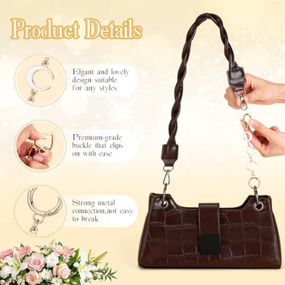 Sureio 5 Pcs Bag Extender Chain Pearl Purse Chain Ribbon Bow Keychain Extender Bag Strap Purse Charms Accessories for Handbag - color: Gold and White