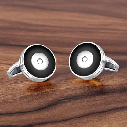 Cufflinks for Men, Stainless Steel Classic Black Pearl, Blue Carbon Fiber CuffLinks men's accessories, Great Gift for Father, Husband - style: Classic black
