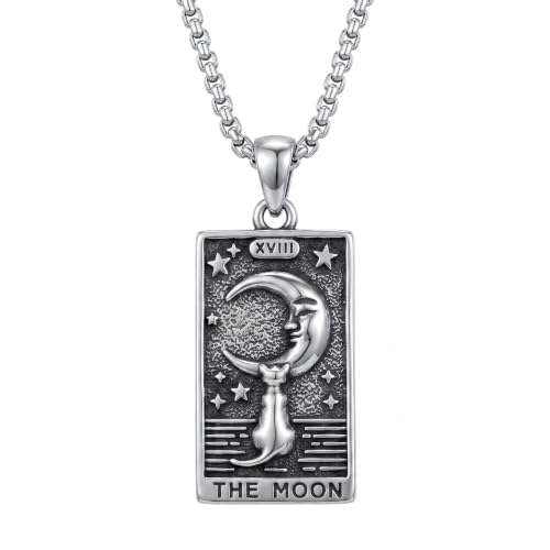 YAFEINI Cat Tarot Necklace 925 Sterling Silver Cat Tarot Pendant Necklace Jewelry Gifts for Women - style: Moon Tarot