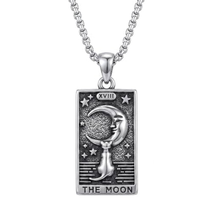 YAFEINI Cat Tarot Necklace 925 Sterling Silver Cat Tarot Pendant Necklace Jewelry Gifts for Women - style: Moon Tarot