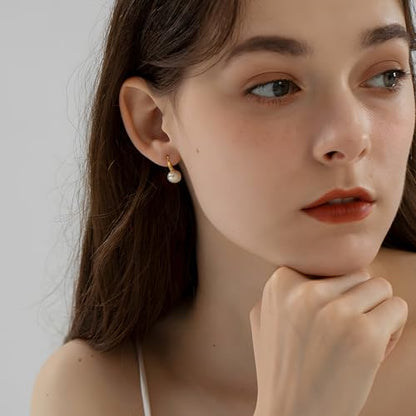 Pearl Earrings for Women Minimalist Pearl Drop Earrings Elegant Leverback Dangle Earrings Wedding jewelry Bridesmaid Gifts - style: oval pearl-8mm(small)