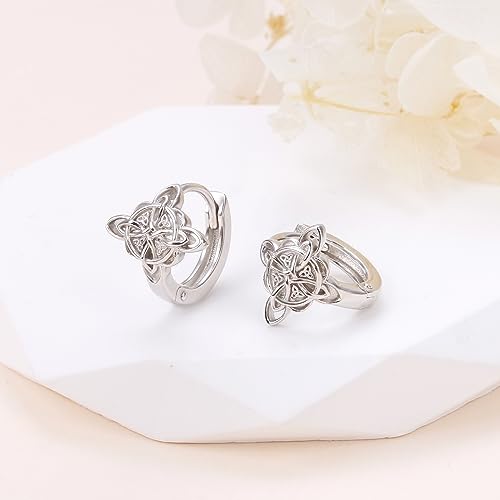 S925 Sterling Silver Celtic Knot Earrings for Women Irish Good Luck Drop Dangle Hook Earrings - style: Huggie