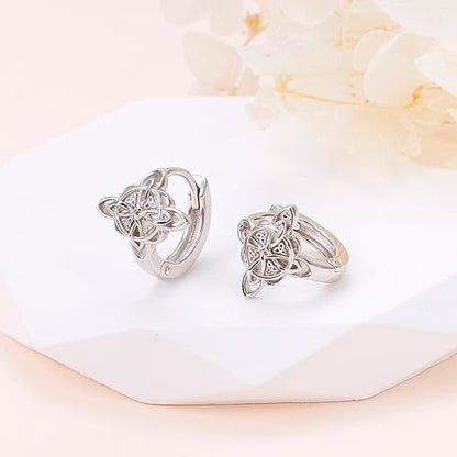 S925 Sterling Silver Celtic Knot Earrings for Women Irish Good Luck Drop Dangle Hook Earrings - style: Huggie