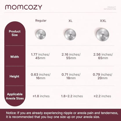 Momcozy 999 Silver Nursing Cups, Hole-Free Design,XL Size | Breastfeeding Essentials,Nipple Cover for Breastfeeding Newborns,XL Size - size: XL/Hole-free