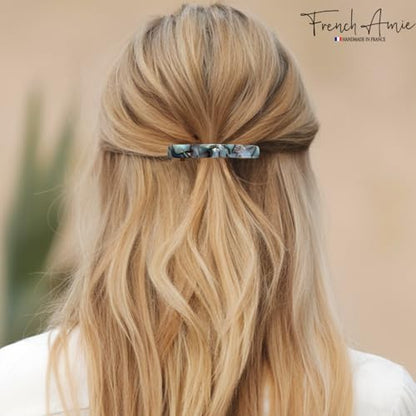 French Amie Bar Gray Magma Small 2 1/4 Inch Hair Clip Barrette | Handmade Cellulose Acetate Automatic Clasp For Women Girls Teens Everyday Style - color: Gray Magma