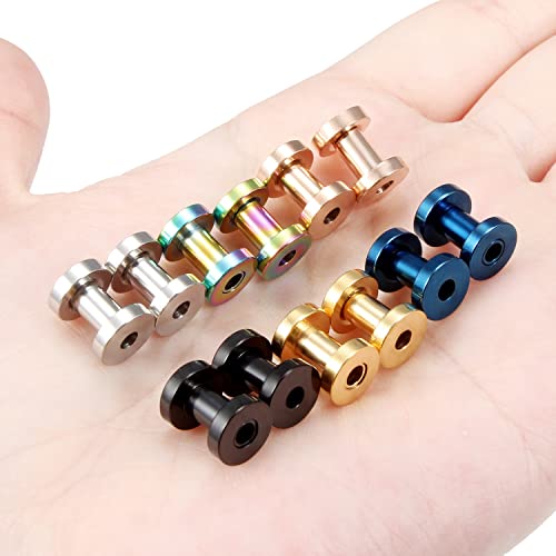 Vsnnsns 14G 12G 8G 6G 4G 2G 0G 00G Stainless Steel Ear Tunnels Screw Fit Ear Plugs Tunnels Gauges Set 1.6MM 2MM 3MM 4MM 5MM 6MM 8MM 10MM - color: 6G-4.0mm
