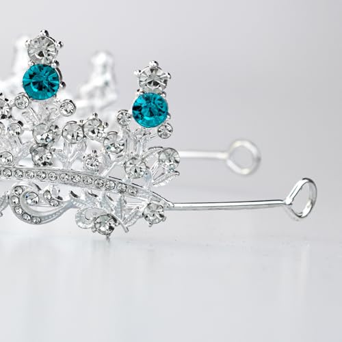 Tiaras and Crowns for Women Crystal Princess Tiaras Rhinestone Queen Crowns For Wedding Bridal Birthday Prom Pageant Party (Tiara 100) - color: Silver Blue