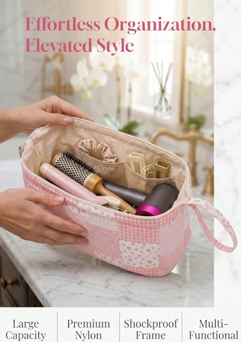 TeeYee Nylon Hair Tools Travel Bag for Dyson Airwrap Quilted Toiletry Bag | Travel Storage Bag for Shark Flexstyle/Curling Iron,Water-repellent,Wide-open,Well-structured,Heat-safe lining,001boho - color: Boho