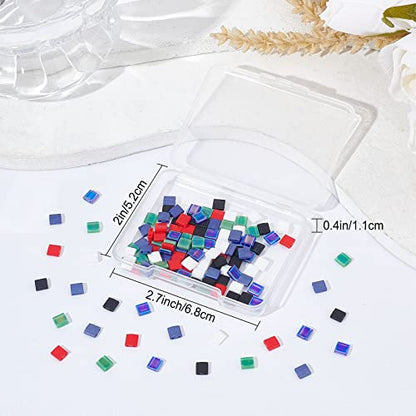 SUNNYCLUE 1 Box 180Pcs Two Hole Beads 5mm Tila Beads 2 Hole Glass Seed Bead Miyuki Tila Mix Beaded Set Flat Square Bead Loose Spacer Beads for Jewelry Making Beading Kit Necklace Bracelets Adult - color: 180pcs 6 Colors Dark Colorful Glass Beads