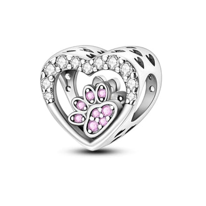 925 Sterling Silver Charm for Bracelet Necklace Women Dangle Pendant Beads | Love Faith Mom Ocean travel Butterfly Party Charm Beads Pendants DIY Jewelry Gift - color: love paw print charm