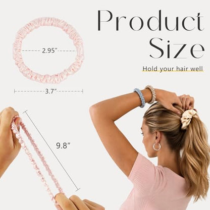 ZIMASILK 100% Pure Mulberry Silk Hair Scrunchies for Women | No Damage - Gentle Elastic Hair Ties for Ponytail Holder - Hair Accessories (5 Pack) - color: Black, Taupe, Dusty Blue, Light Gray, Pink (5pcs)