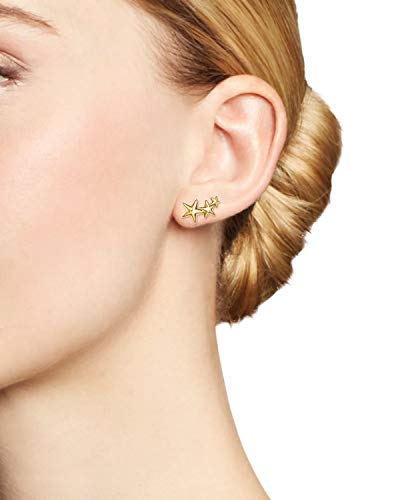 Gold Star and Sunburst Stud Earrings - AllenCOCO Ear Climbers Earrings for Women, 14K Gold Plated, 925 Silver Post Hypoallergenic - color: Star Earring