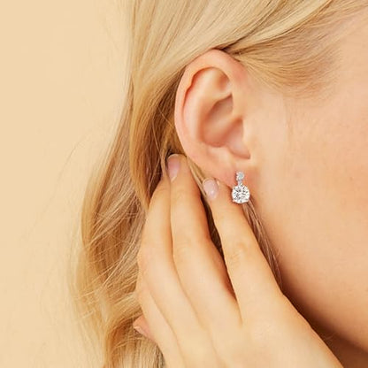 White Gold Earrings for Women Men Hoop and Stud Earring Set | Hypoallergenic 14K White Gold Plated Hoops Huggie Stud Earrings Set Round Cubic Zirconia Ear Jewelry - style: A6-White Gold-Hoop&Shell Studs (4 Pairs)