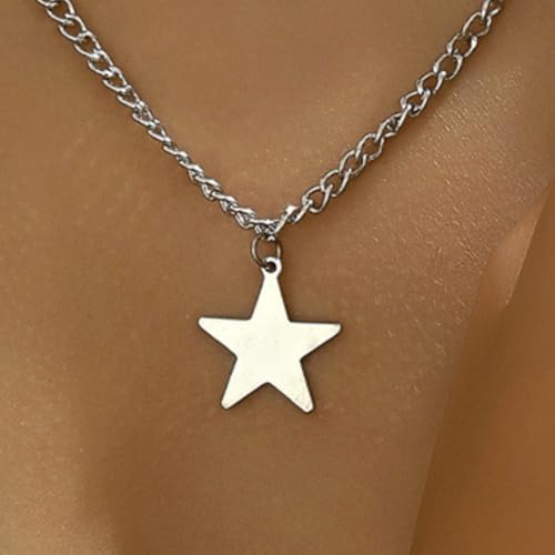 Gothic Necklaces for Women Cross Heart Pendant Layered Necklace Statement Jewelry Dark Romantic Gift for Halloween Parties - color: C4:star necklace