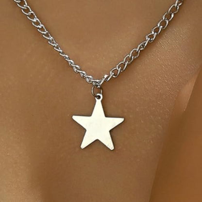 Gothic Necklaces for Women Cross Heart Pendant Layered Necklace Statement Jewelry Dark Romantic Gift for Halloween Parties - color: C4:star necklace