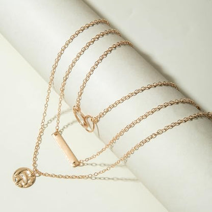 Layered Gold Necklace for Women Double Layer Snake Chain Necklace Set Jewelry Gift - color: Gold Stacked Necklace