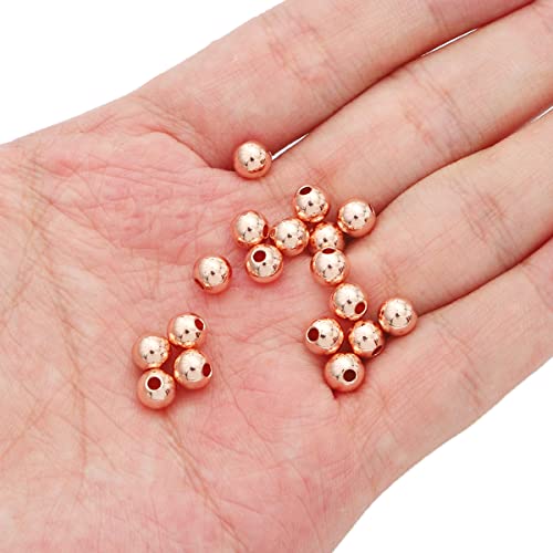 Rose Gold Plated Round Spacer Beads 6mm 30pcs for Jewelry Making Findings Non Tarnish - color: Rose Gold, size: 6mm