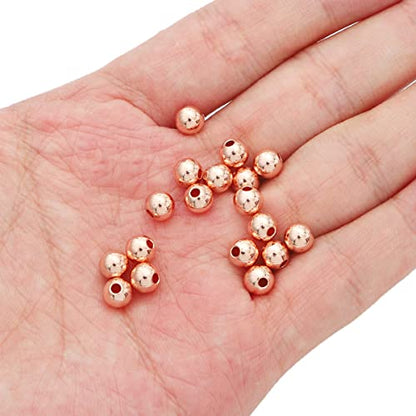 Rose Gold Plated Round Spacer Beads 6mm 30pcs for Jewelry Making Findings Non Tarnish - color: Rose Gold, size: 6mm