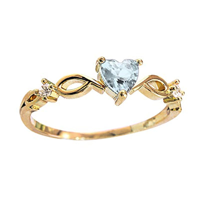 Women Heart Shaped Engagement Rings Inlaid Zircon Anniversary Rings Elegant Exquisite Wedding Jewelry (A-Blue, 7) - color: A-blue, size: 7