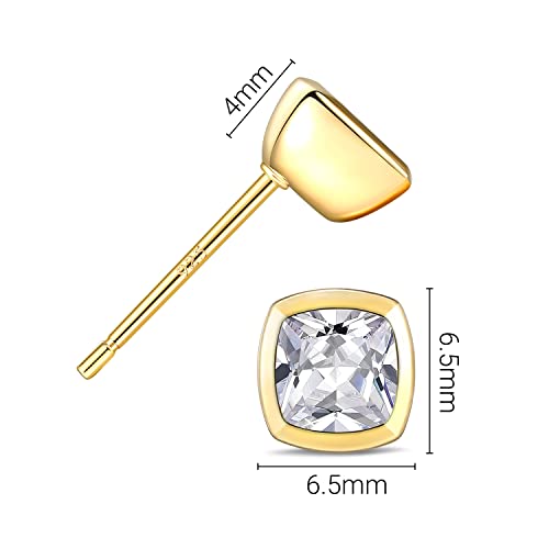 925 Sterling Silver Cubic Zirconia Necklace and Earrings Set for Women, Heart, Cushion, Round, Emerald Cut CZ, Solitaire Bezel Jewelry Set, CZ Bridal Jewelry Set, Bridesmaid Gift - style: Cushion Cut