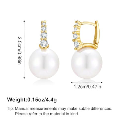Pearl Earrings for Women Minimalist Pearl Drop Earrings Elegant Leverback Dangle Earrings Wedding jewelry Bridesmaid Gifts - style: pearl huggie