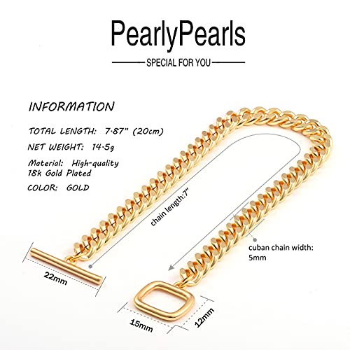 SOFYBJA 18k Gold Plated Personalized Chunky Cuban Oval Link Chain Bracelets for Men Toggle Rope Bracelet Jewelry for Women - style: Cuban Chain Link Bracelet