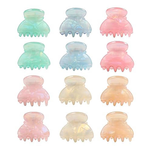 Mistofu 12PCS Small Hair Claw Clips for Women, Mini Acrylic Jaw Clips | Cute Clip for Girls and Women,Stylish Thin Hair Accessories, Classic Hair Clip for Easy Styling - color: small hair clips1