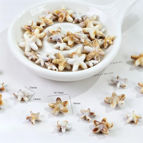 Acrylic Shell Beads 100 Pcs with Big Hole – Faux Seashell Spacer Beads, Natural Look Ocean Starfish Snail Conch Scallop Turtle Charms for Summer DIY Necklace Bracelet Earring Jewelry Making