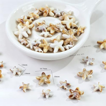 Acrylic Shell Beads 100 Pcs with Big Hole – Faux Seashell Spacer Beads, Natural Look Ocean Starfish Snail Conch Scallop Turtle Charms for Summer DIY Necklace Bracelet Earring Jewelry Making
